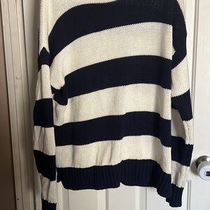 Crown & Ivy Blue and White Crew Neck Sweater